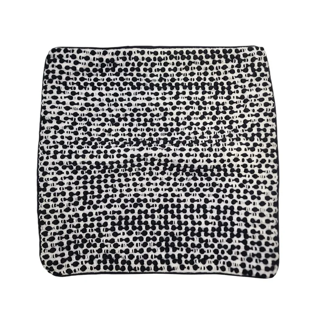 Magnolia Pillow‎ Cover Unisex 18x18 Black White Woven Textured Modern Square